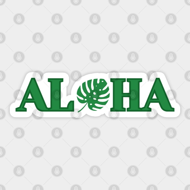 aloha with monstera design green Sticker by maplunk